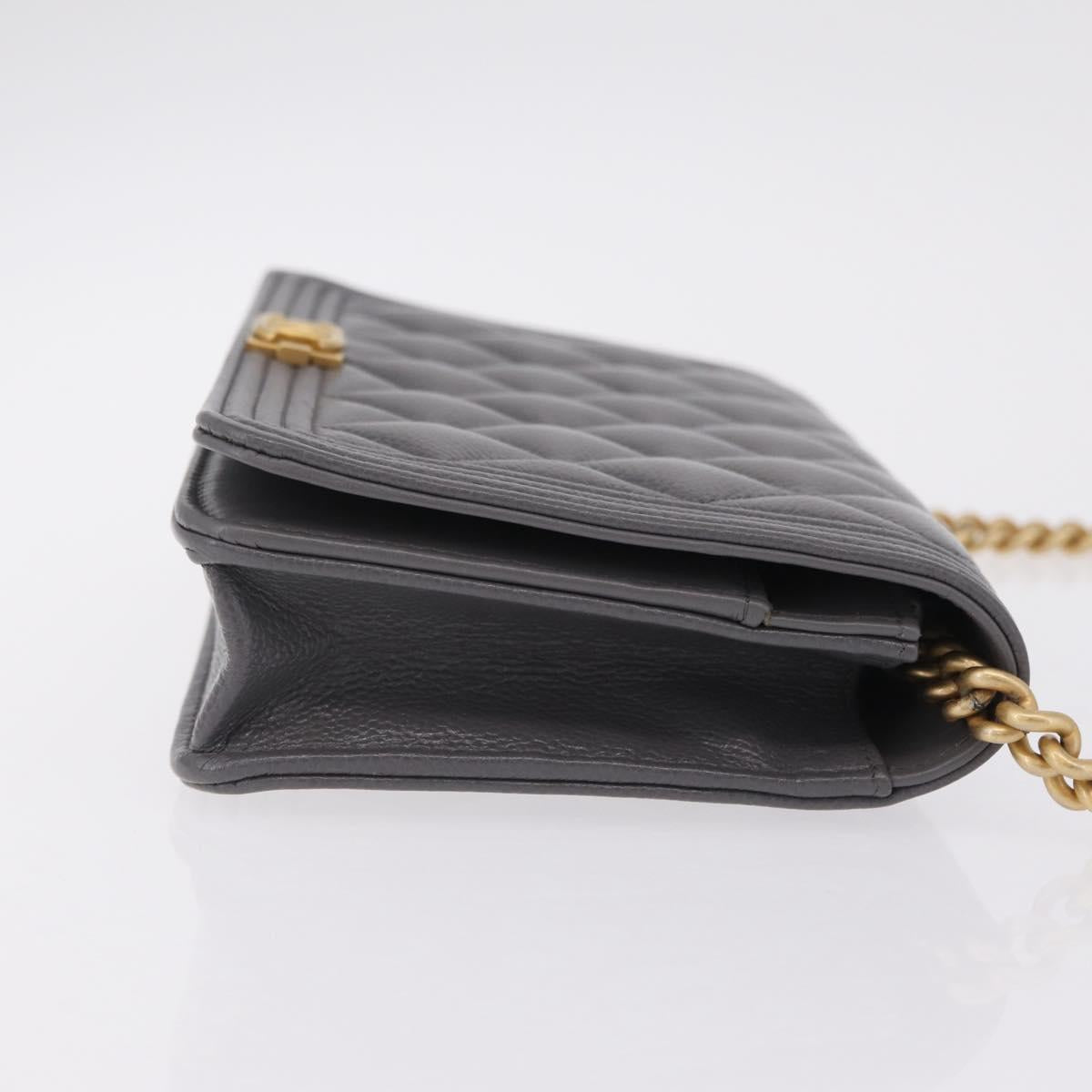 CHANEL Boy Chanel Matelasse Chain Shoulder Wallet Caviar Skin CC Auth ep16675SAM