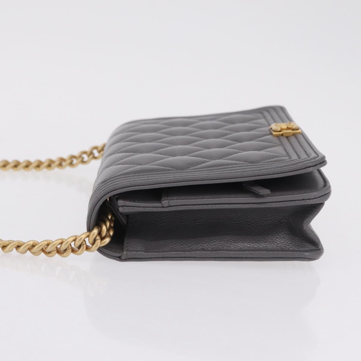 CHANEL Boy Chanel Matelasse Chain Shoulder Wallet Caviar Skin CC Auth ep16675SAM