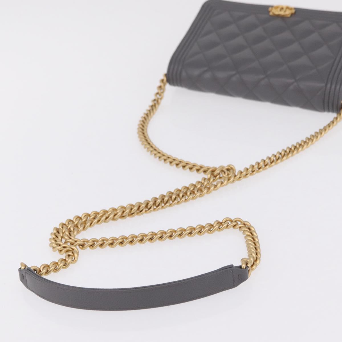 CHANEL Boy Chanel Matelasse Chain Shoulder Wallet Caviar Skin CC Auth ep16675SAM