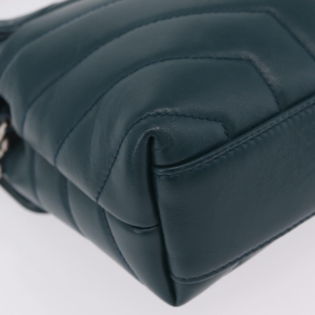 Saint Laurent Lulu Shoulder Bag Leather Green Silver 467072 Auth ep16676M