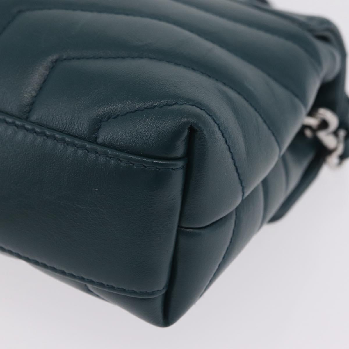 Saint Laurent Lulu Shoulder Bag Leather Green Silver 467072 Auth ep16676M