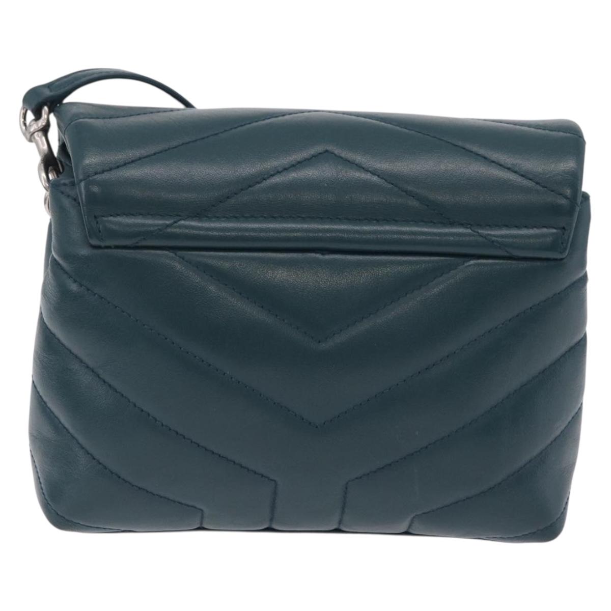 Saint Laurent Lulu Shoulder Bag Leather Green Silver 467072 Auth ep16676M