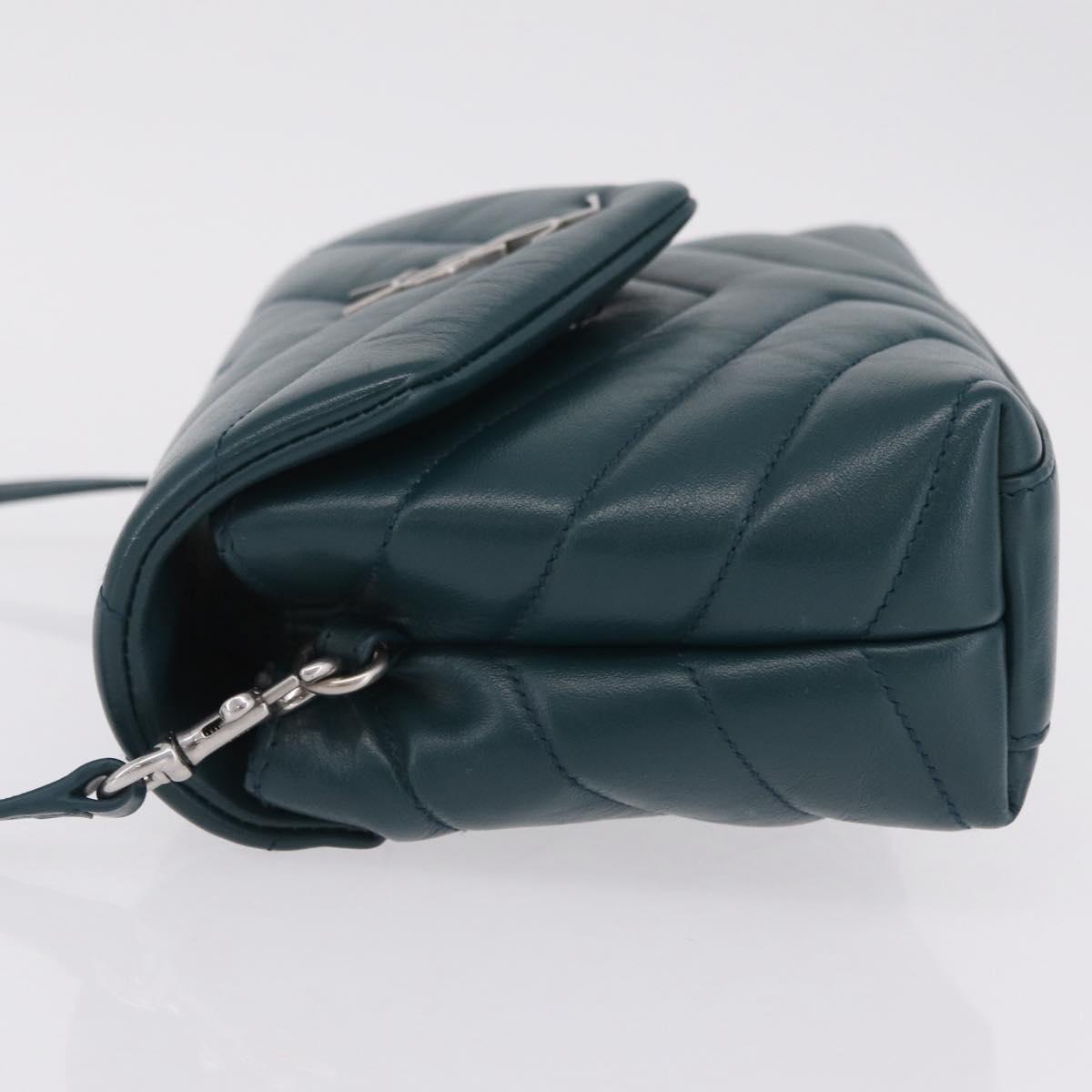 Saint Laurent Lulu Shoulder Bag Leather Green Silver 467072 Auth ep16676M
