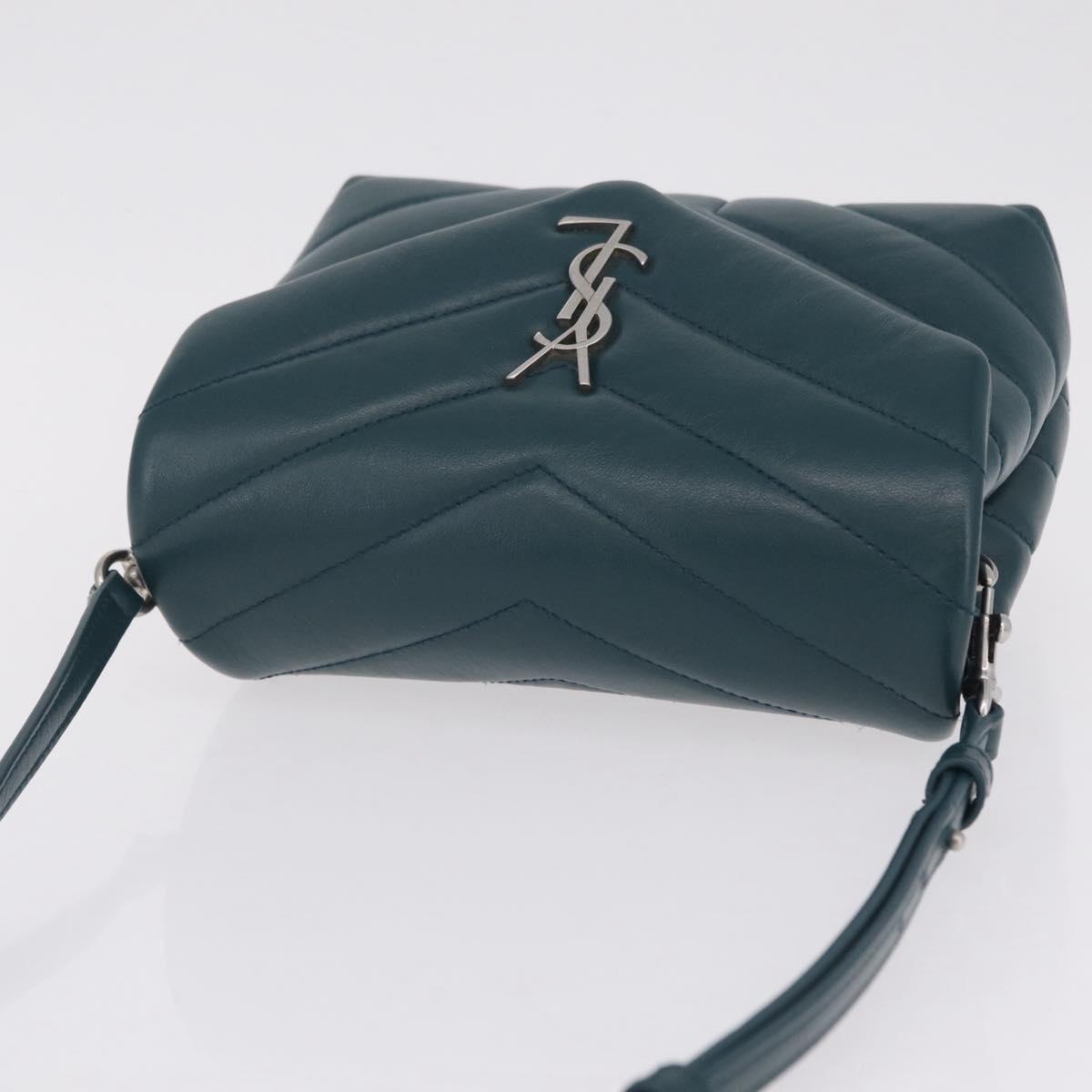 Saint Laurent Lulu Shoulder Bag Leather Green Silver 467072 Auth ep16676M