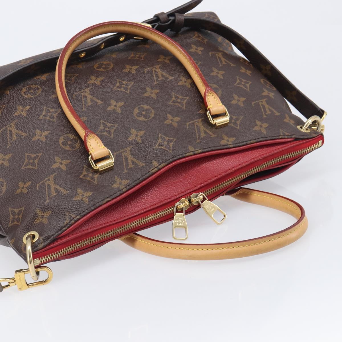 LOUIS VUITTON Monogram Pallas MM Hand Bag 2way Red M41175 LV Auth ep16688V