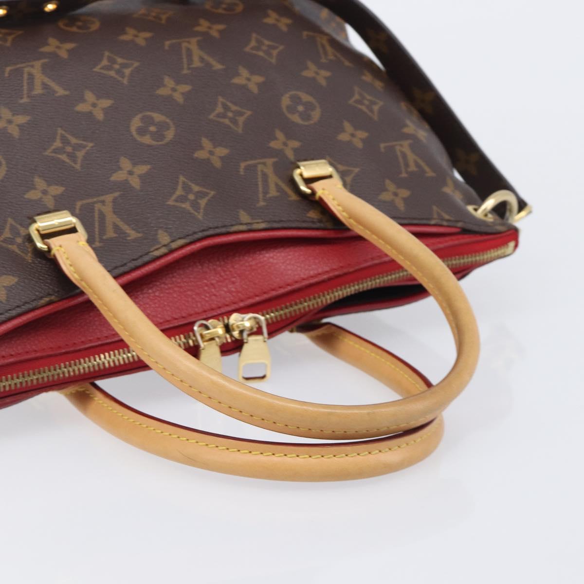 LOUIS VUITTON Monogram Pallas MM Hand Bag 2way Red M41175 LV Auth ep16688V