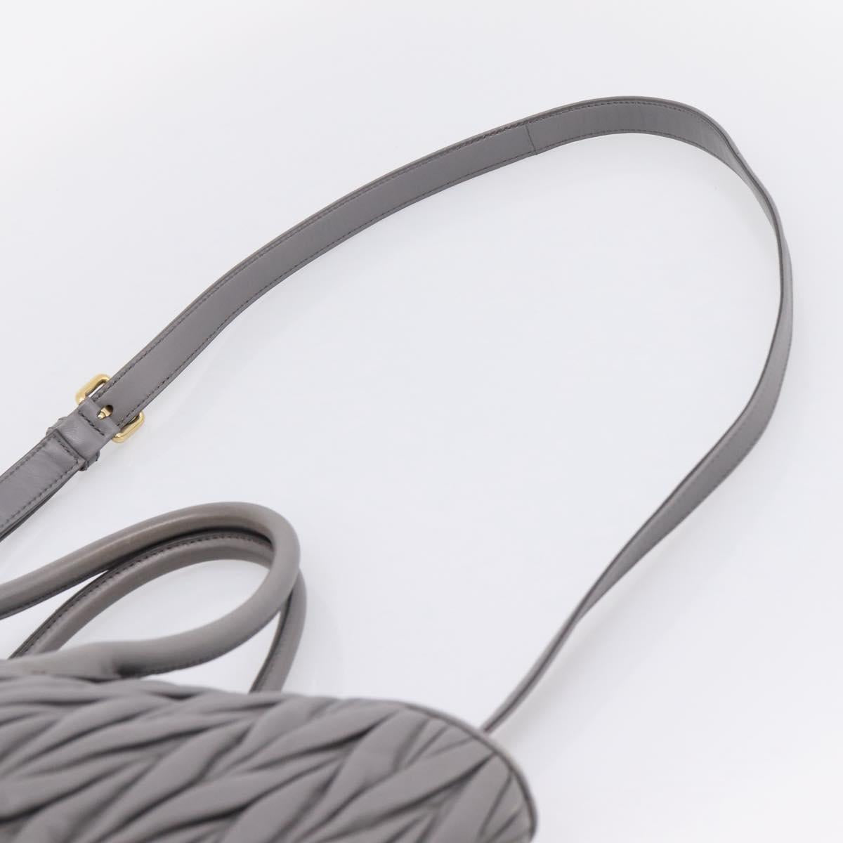 Miu Miu Matelasse Hand Bag Leather 2way Gray Gold Tone Auth ep16690V