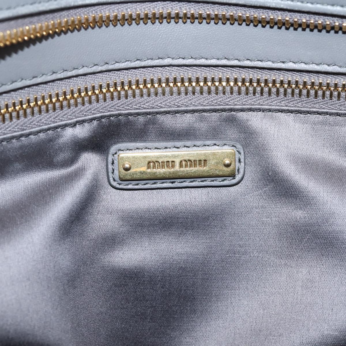 Miu Miu Matelasse Hand Bag Leather 2way Gray Gold Tone Auth ep16690V