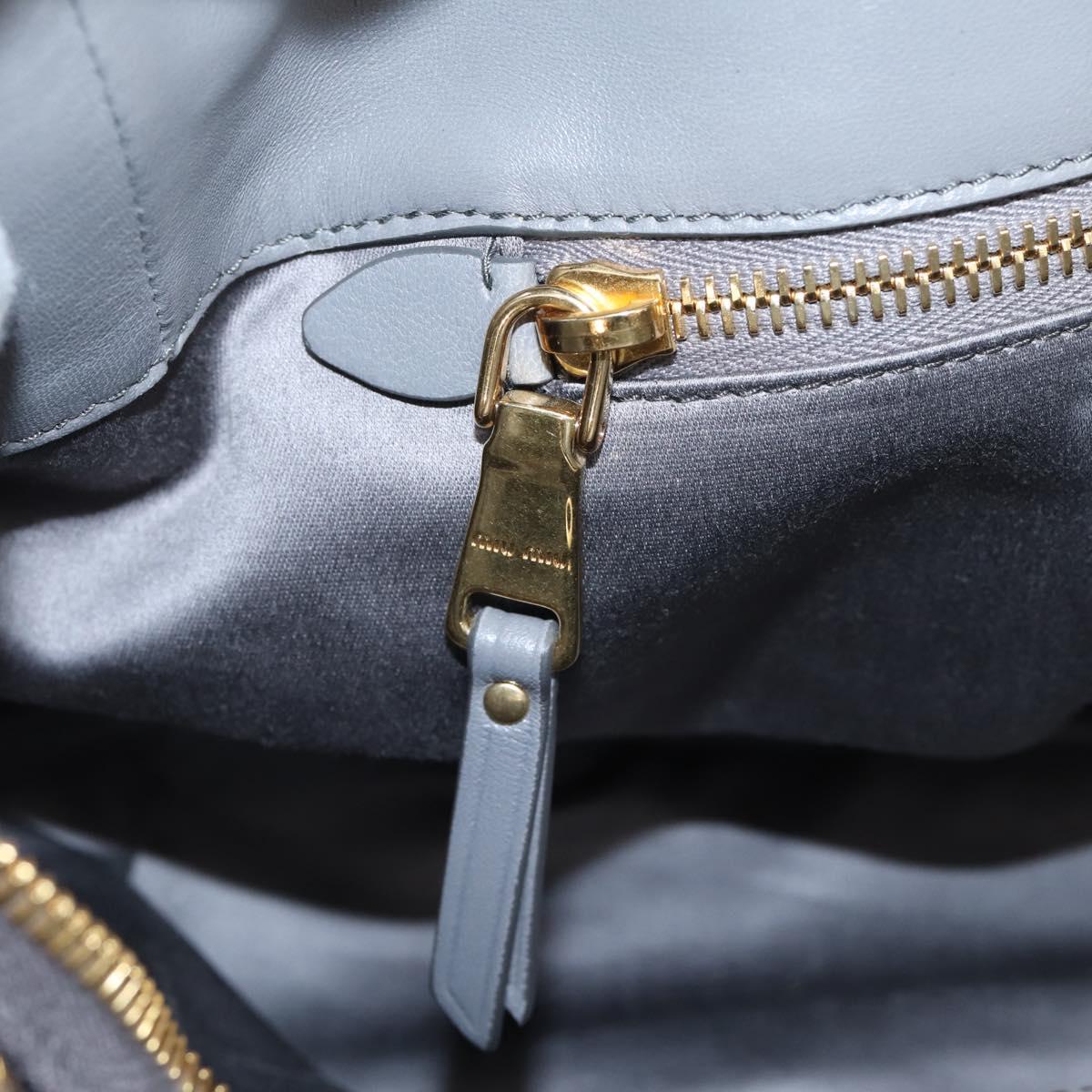 Miu Miu Matelasse Hand Bag Leather 2way Gray Gold Tone Auth ep16690V