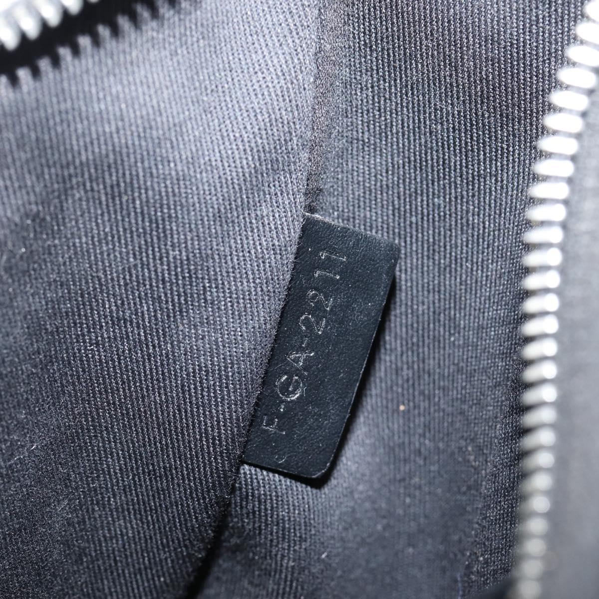 CELINE Ava Medium Shoulder Bag Canvas Black Silver Auth ep16692M