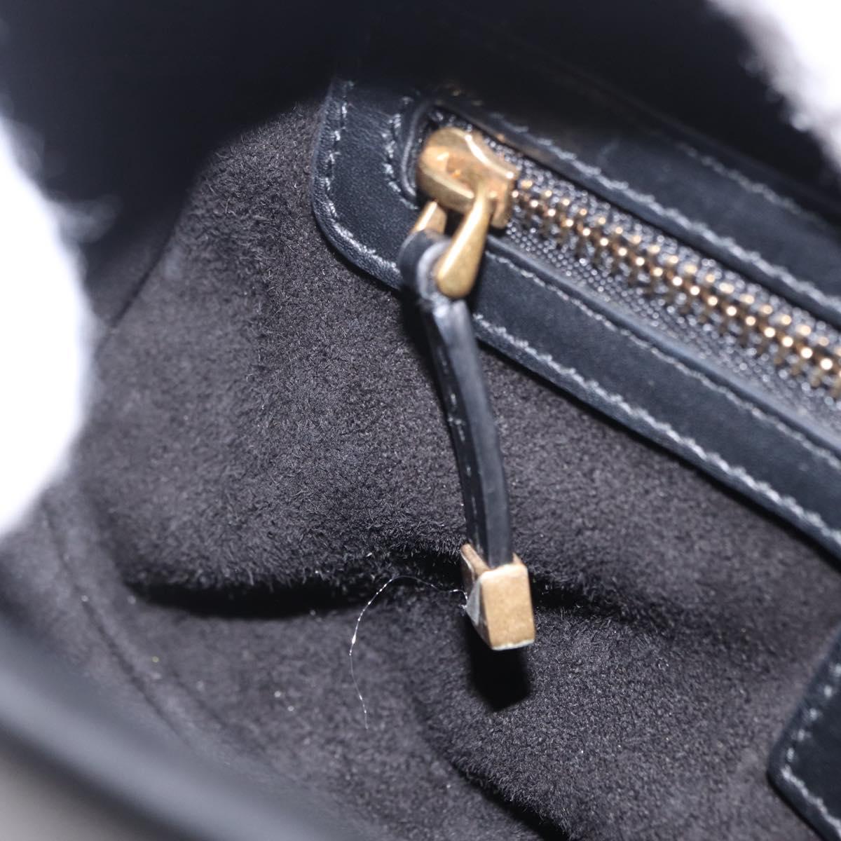 Christian Dior Saddle Shoulder Bag Leather Black Gold Tone Auth ep16697M