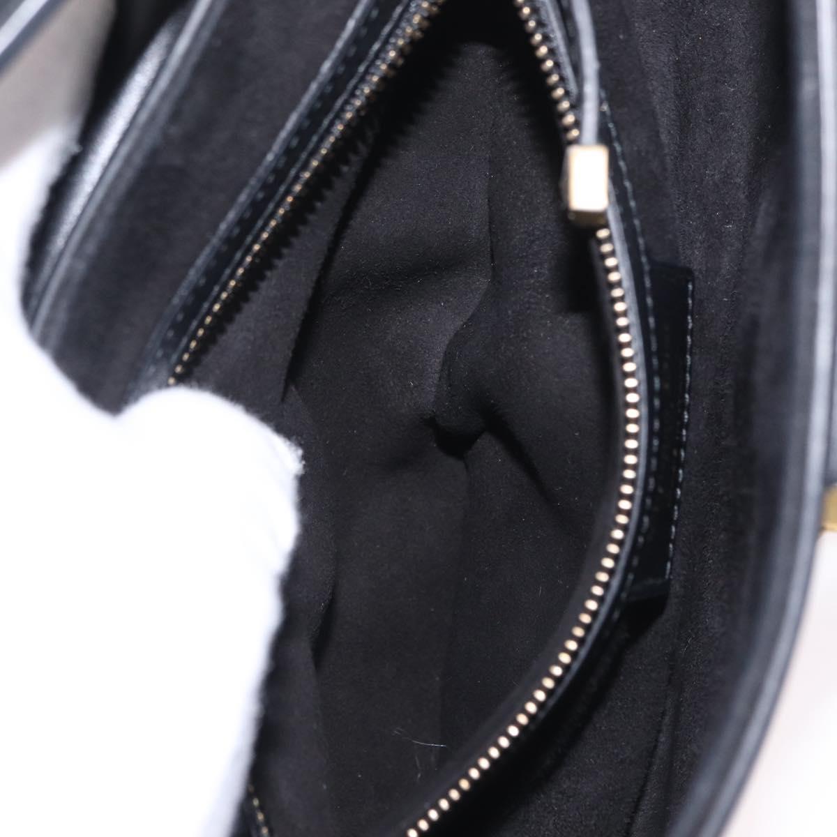 Christian Dior Saddle Shoulder Bag Leather Black Gold Tone Auth ep16697M