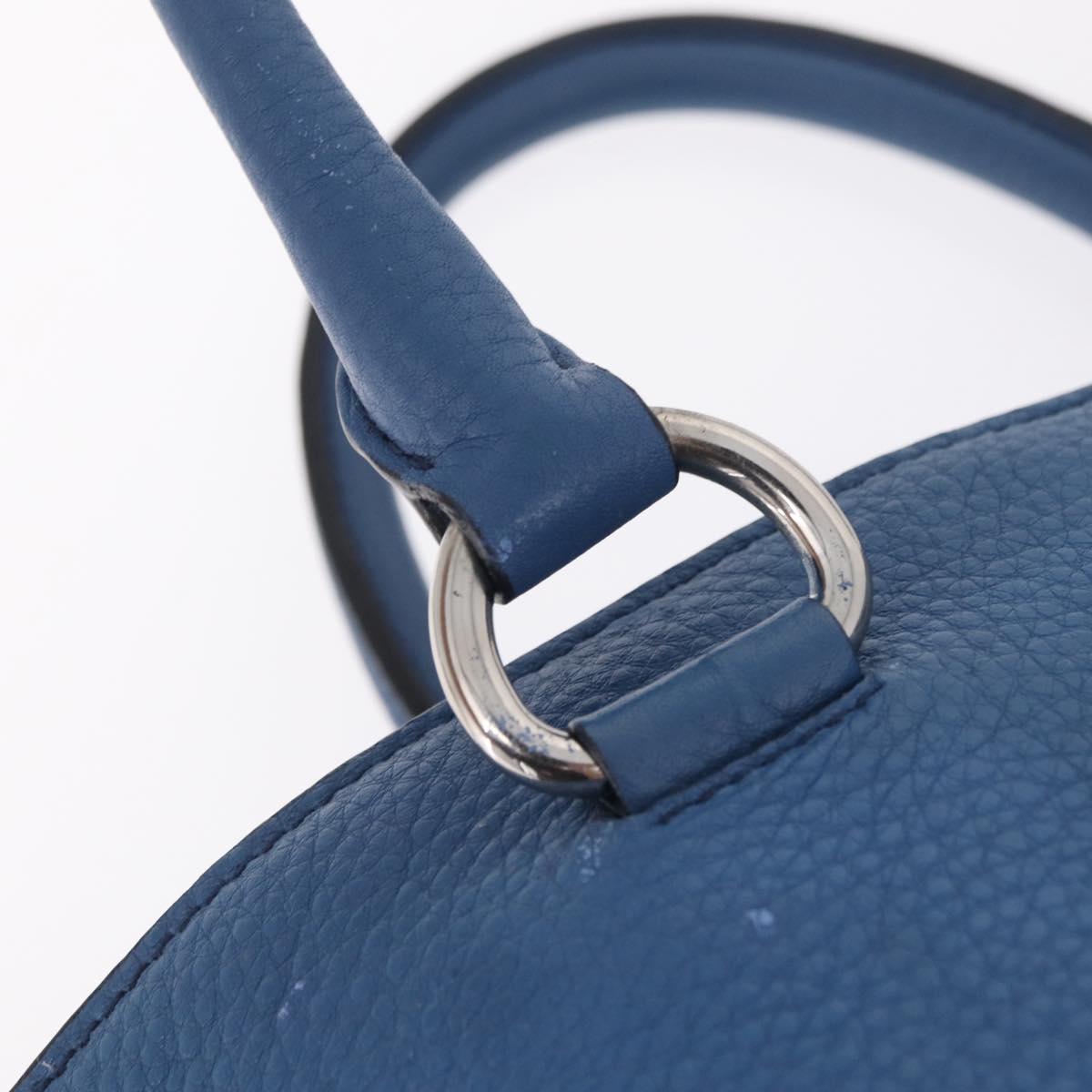 PRADA Tote Bag Leather 2way Blue Silver Auth ep16699V