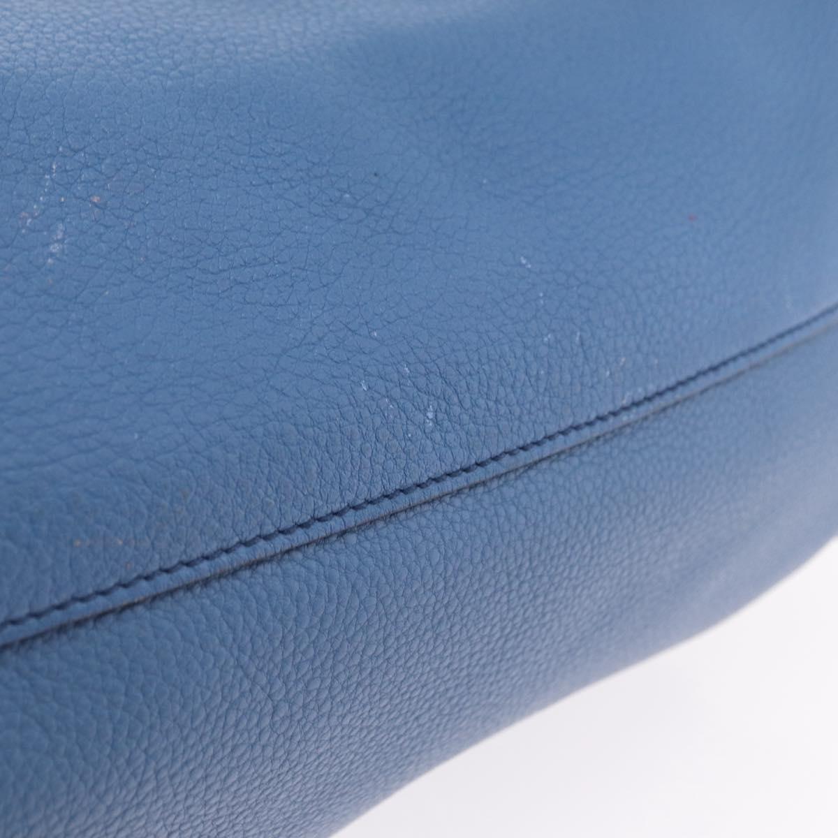 PRADA Tote Bag Leather 2way Blue Silver Auth ep16699V