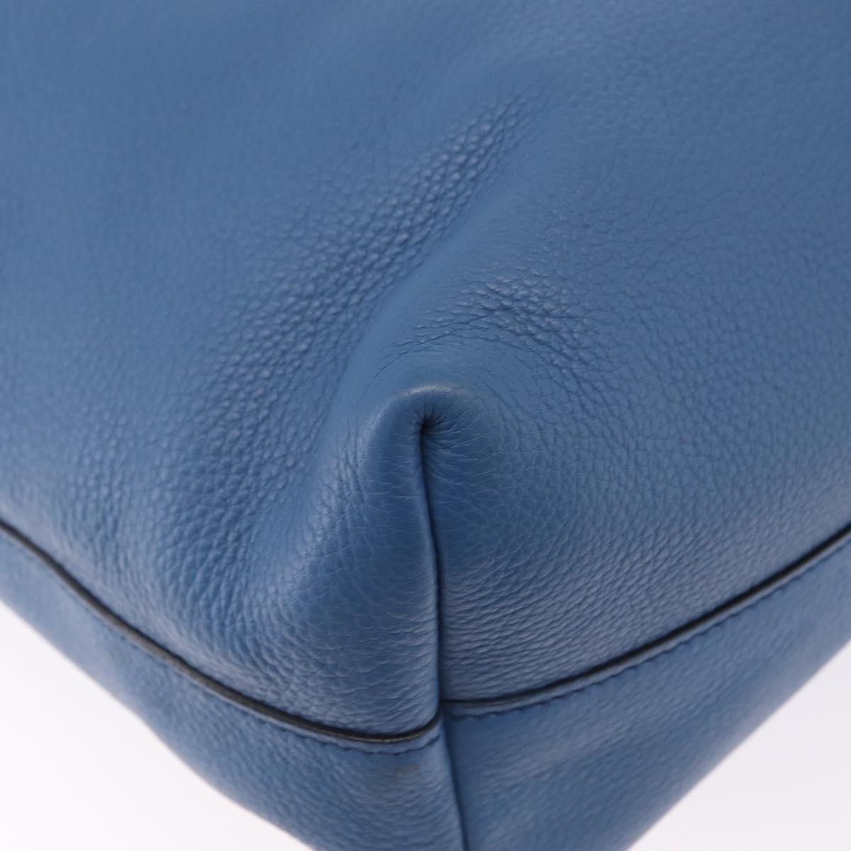 PRADA Tote Bag Leather 2way Blue Silver Auth ep16699V