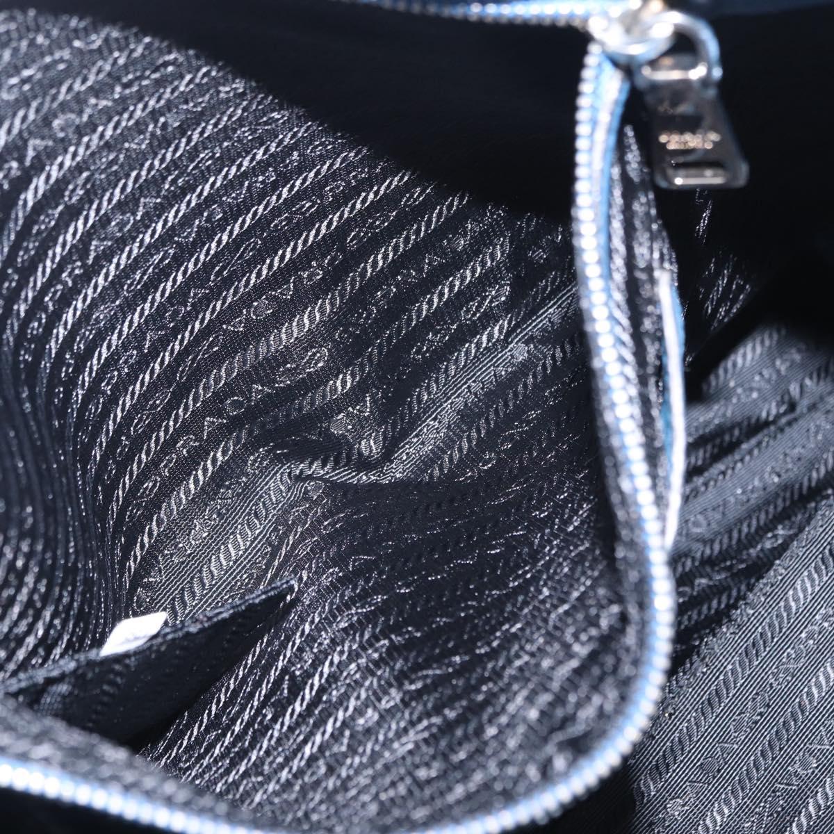 PRADA Tote Bag Leather 2way Blue Silver Auth ep16699V