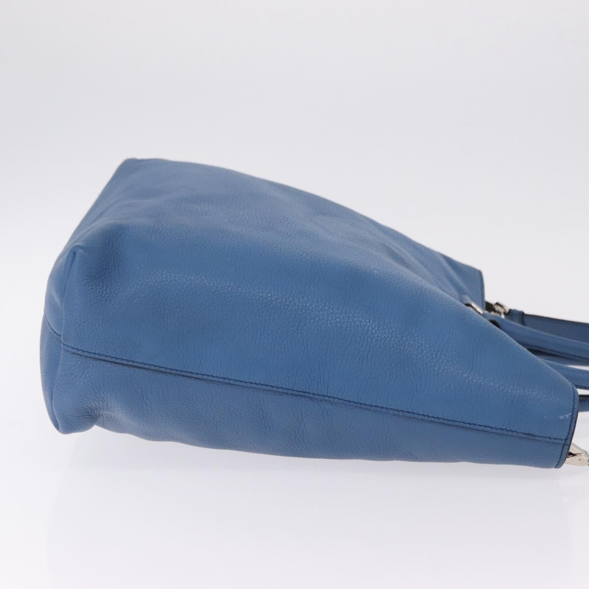 PRADA Tote Bag Leather 2way Blue Silver Auth ep16699V