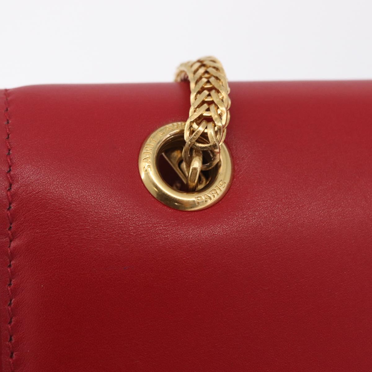 Saint Laurent Betty Chain Shoulder Bag Leather Red Gold 314515 Auth ep16701V