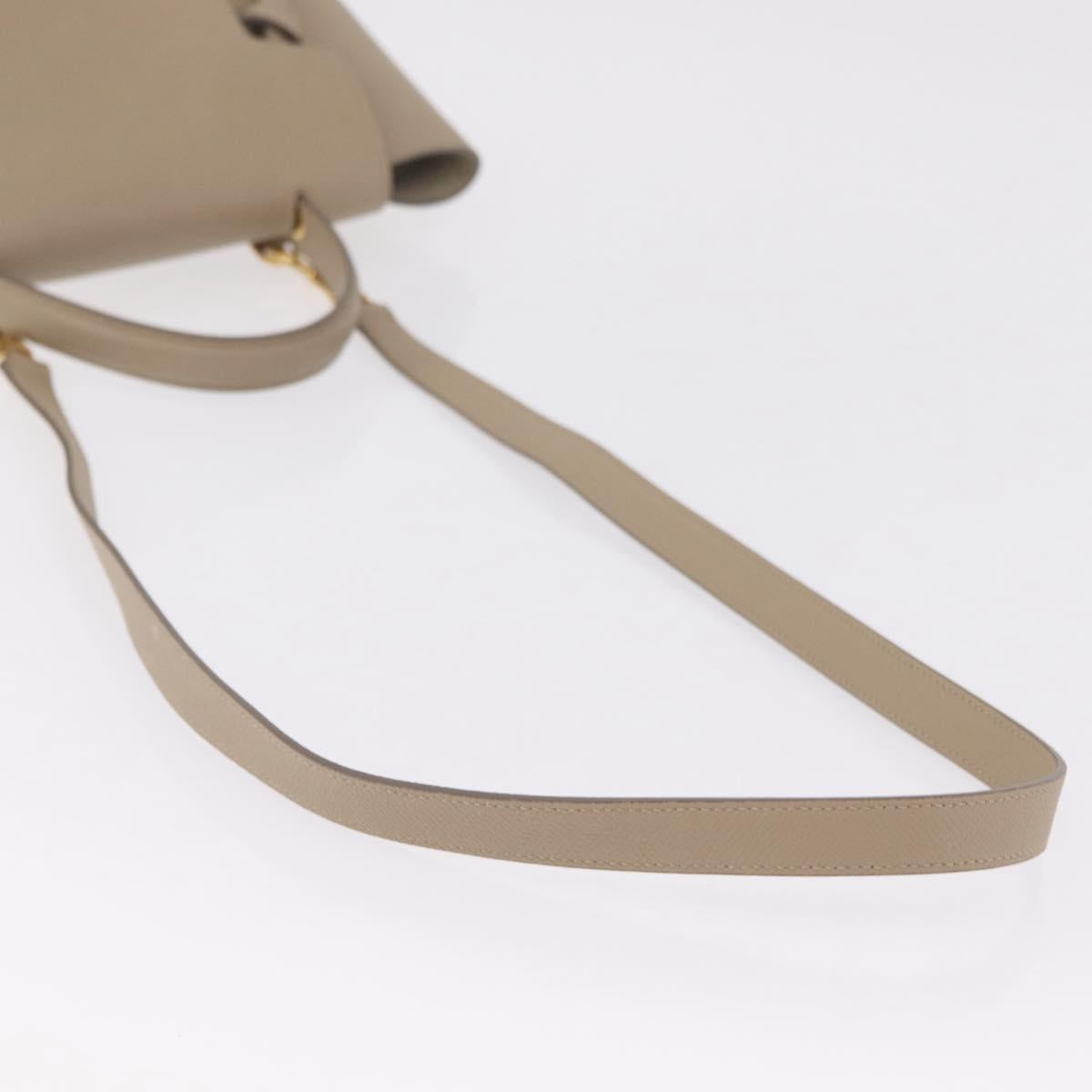 CELINE Belt Bag Hand Bag Leather 2way Beige Gold Tone Auth ep16703V