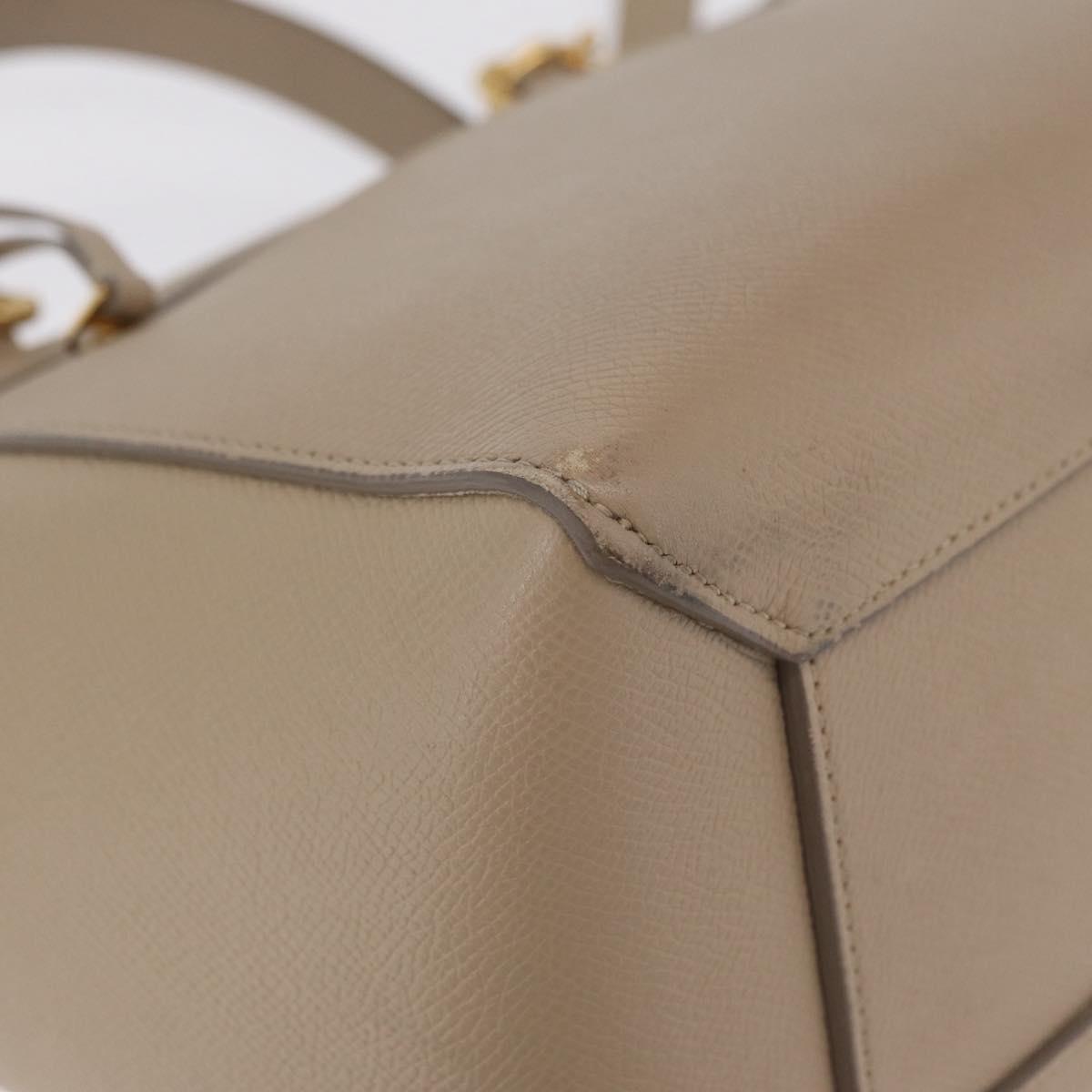 CELINE Belt Bag Hand Bag Leather 2way Beige Gold Tone Auth ep16703V