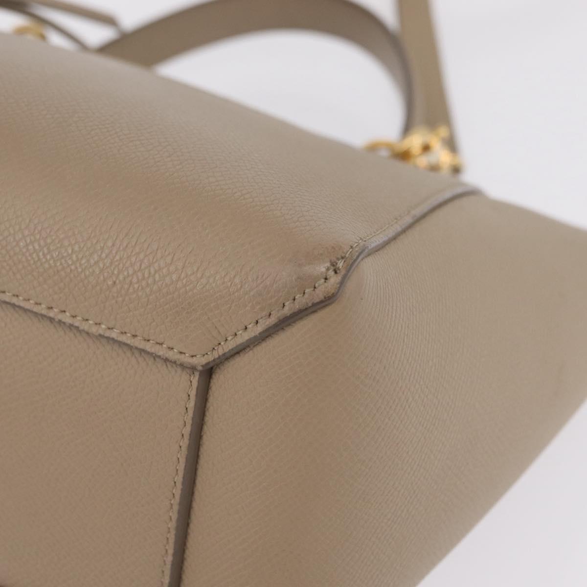 CELINE Belt Bag Hand Bag Leather 2way Beige Gold Tone Auth ep16703V