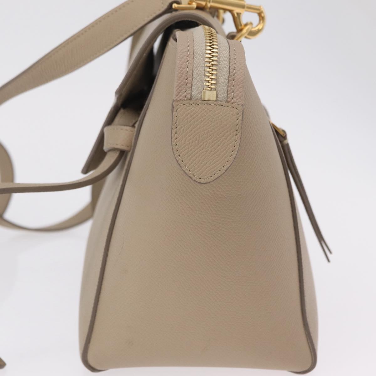 CELINE Belt Bag Hand Bag Leather 2way Beige Gold Tone Auth ep16703V