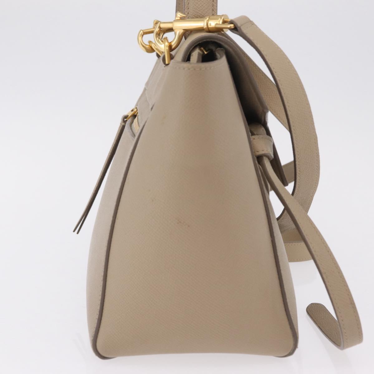 CELINE Belt Bag Hand Bag Leather 2way Beige Gold Tone Auth ep16703V