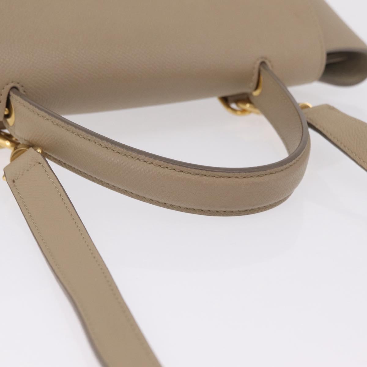 CELINE Belt Bag Hand Bag Leather 2way Beige Gold Tone Auth ep16703V