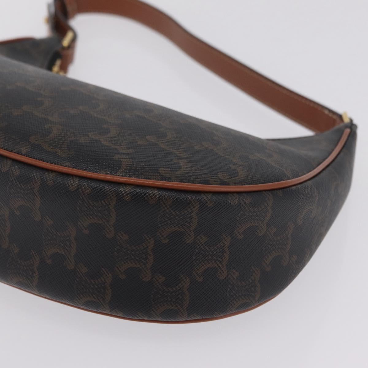 CELINE Triomphe Ava Shoulder Bag PVC Leather Black Gold Tone Auth ep16705SAM