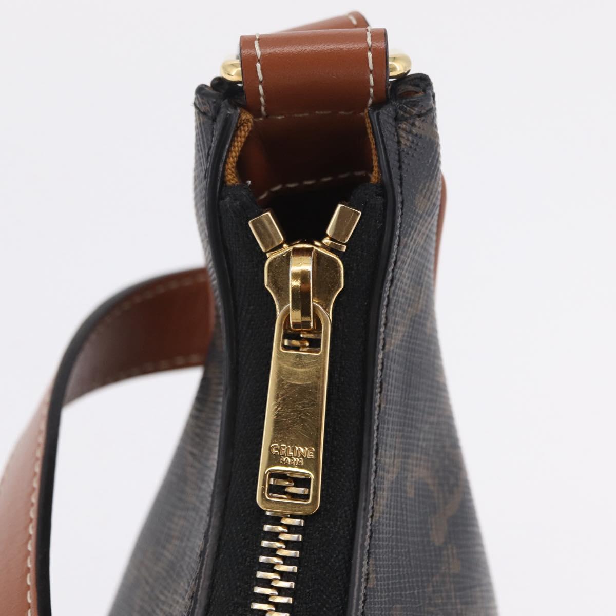 CELINE Triomphe Ava Shoulder Bag PVC Leather Black Gold Tone Auth ep16705SAM