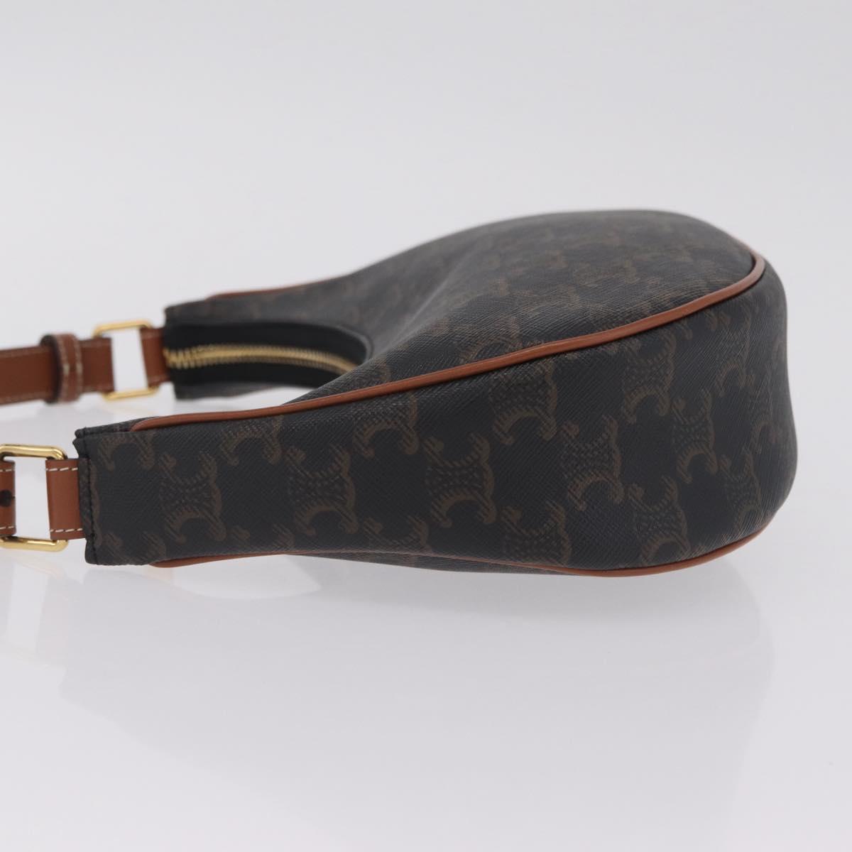 CELINE Triomphe Ava Shoulder Bag PVC Leather Black Gold Tone Auth ep16705SAM
