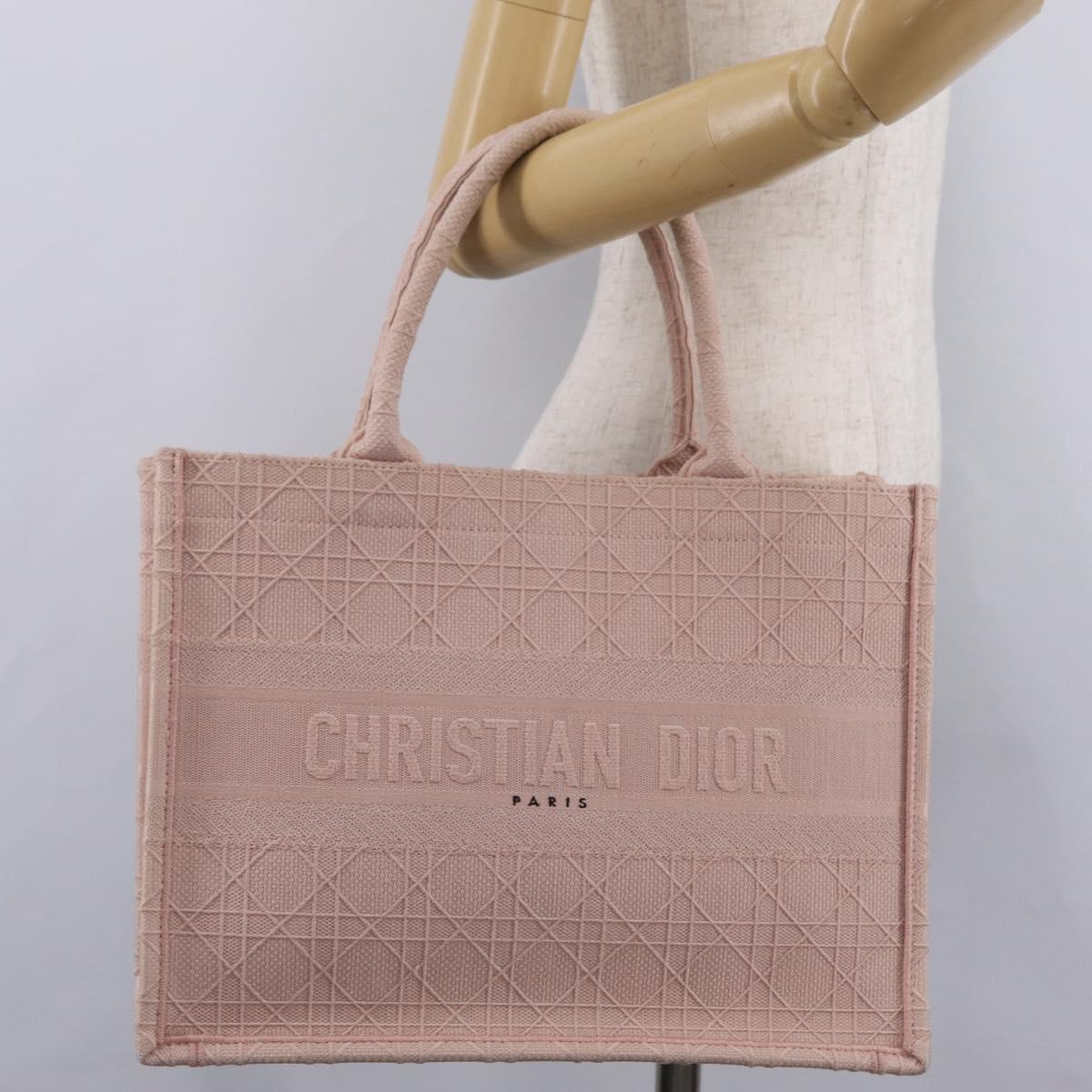 Christian Dior Book Tote Tote Bag Canvas Pink Auth ep16706M