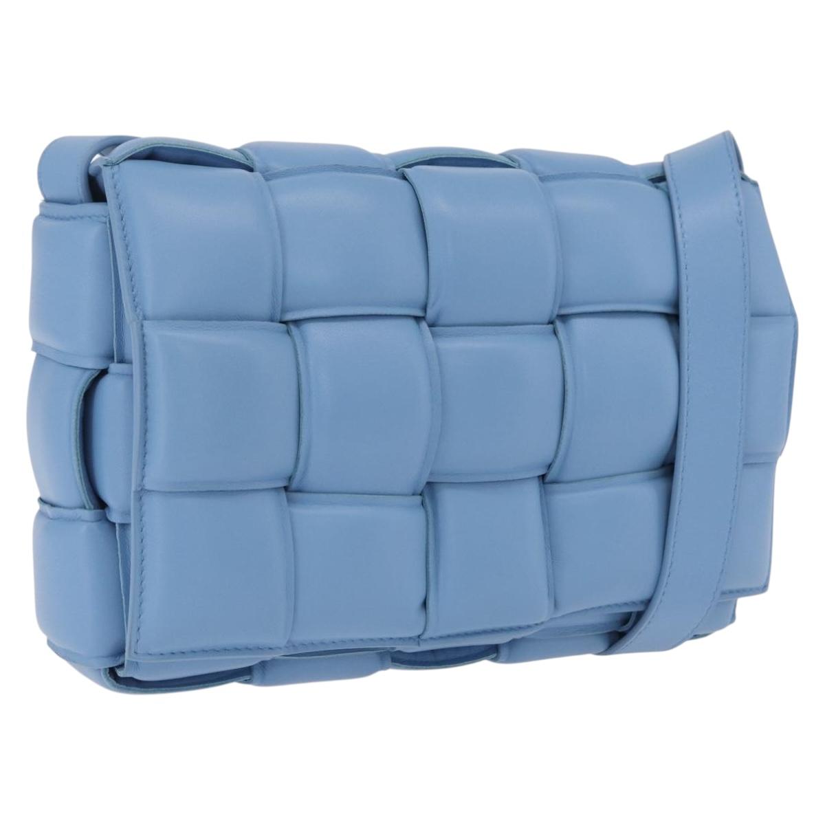 Bottega Veneta MAXI INTRECCIATO Padded Cassette Bag Leather Blue Auth ep16715M