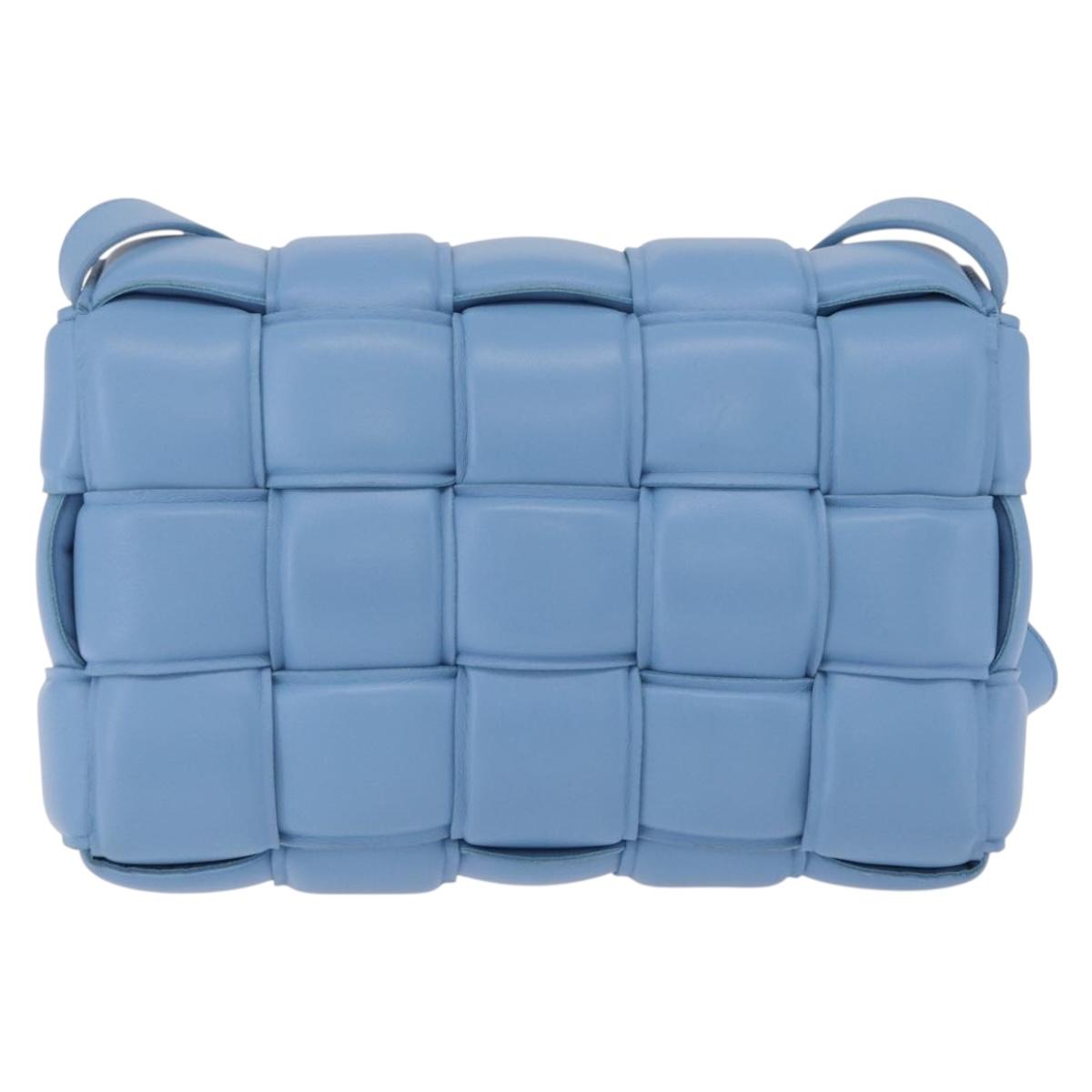 Bottega Veneta MAXI INTRECCIATO Padded Cassette Bag Leather Blue Auth ep16715M