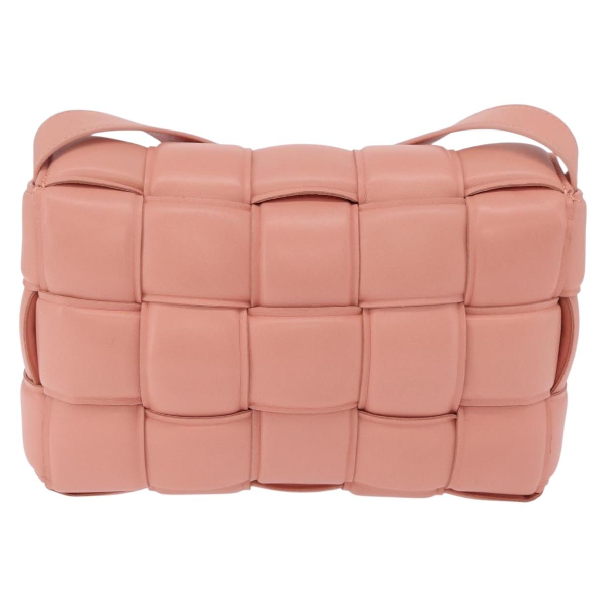 Bottega Veneta MAXI INTRECCIATO Padded Cassette Bag Leather Pink Auth ep16717M