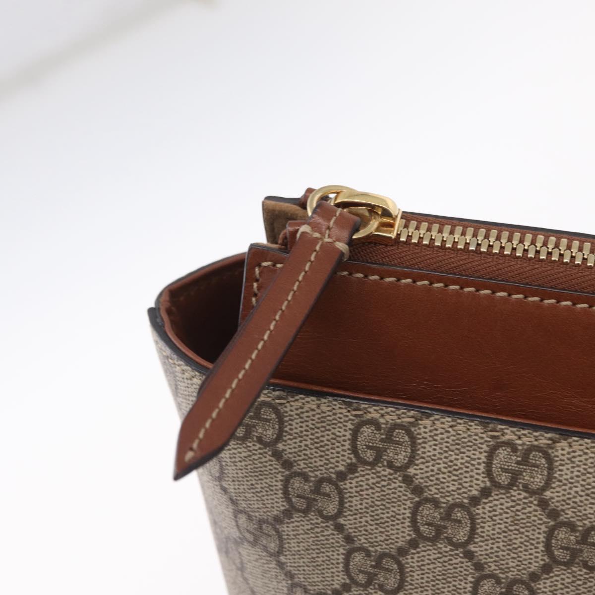 GUCCI GG Supreme Tote Bag PVC Beige Gold Tone 415721 Auth ep16718M