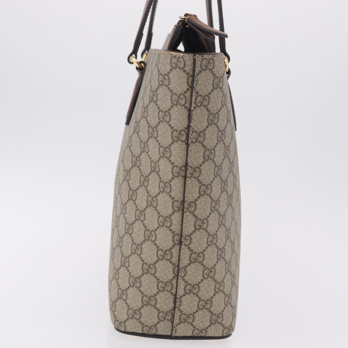GUCCI GG Supreme Tote Bag PVC Beige Gold Tone 415721 Auth ep16718M
