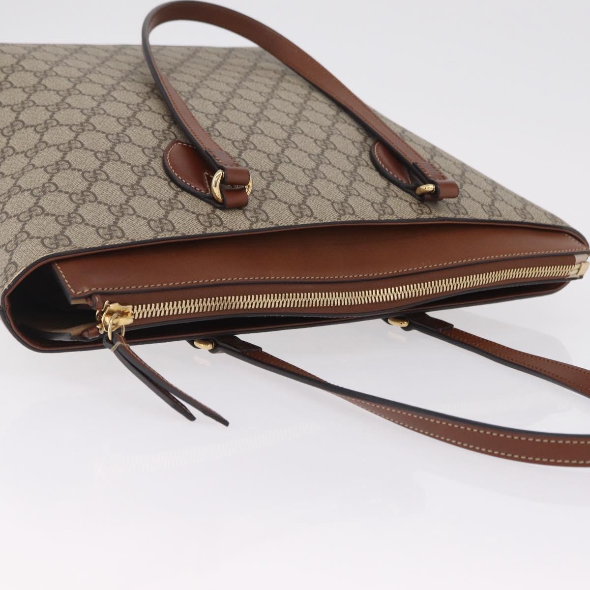 GUCCI GG Supreme Tote Bag PVC Beige Gold Tone 415721 Auth ep16718M