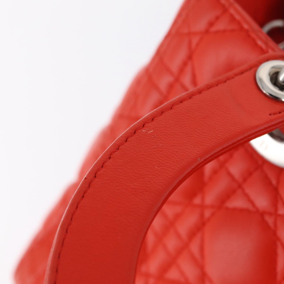 Christian Dior Lady Dior Canage Hand Bag Leather 2way Red Silver Auth ep16721V