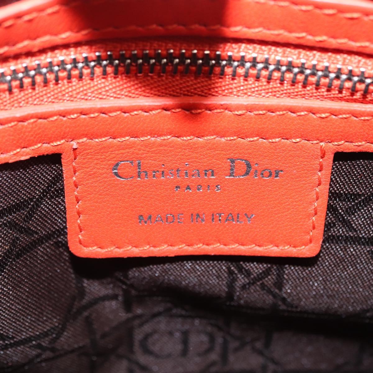 Christian Dior Lady Dior Canage Hand Bag Leather 2way Red Silver Auth ep16721V
