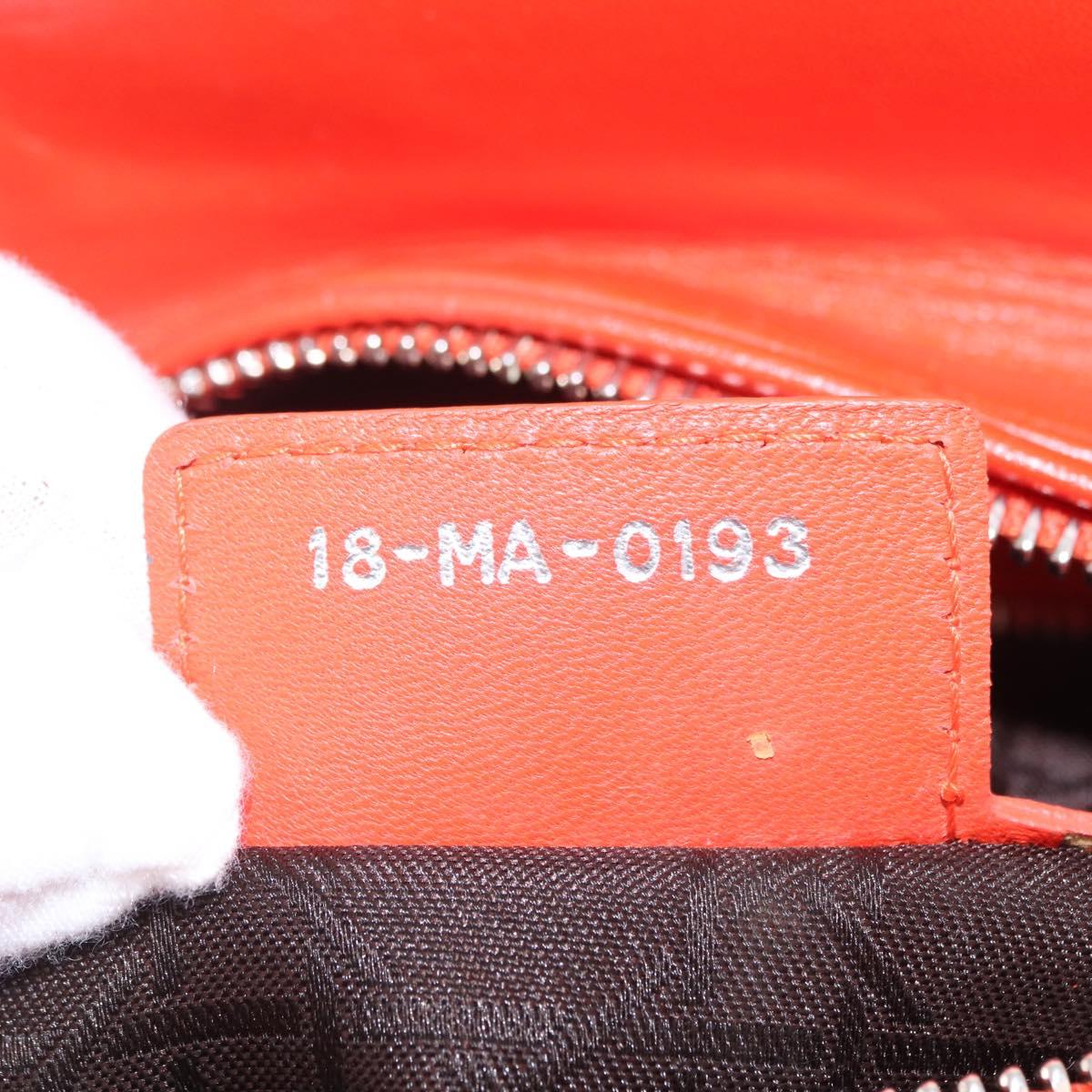 Christian Dior Lady Dior Canage Hand Bag Leather 2way Red Silver Auth ep16721V
