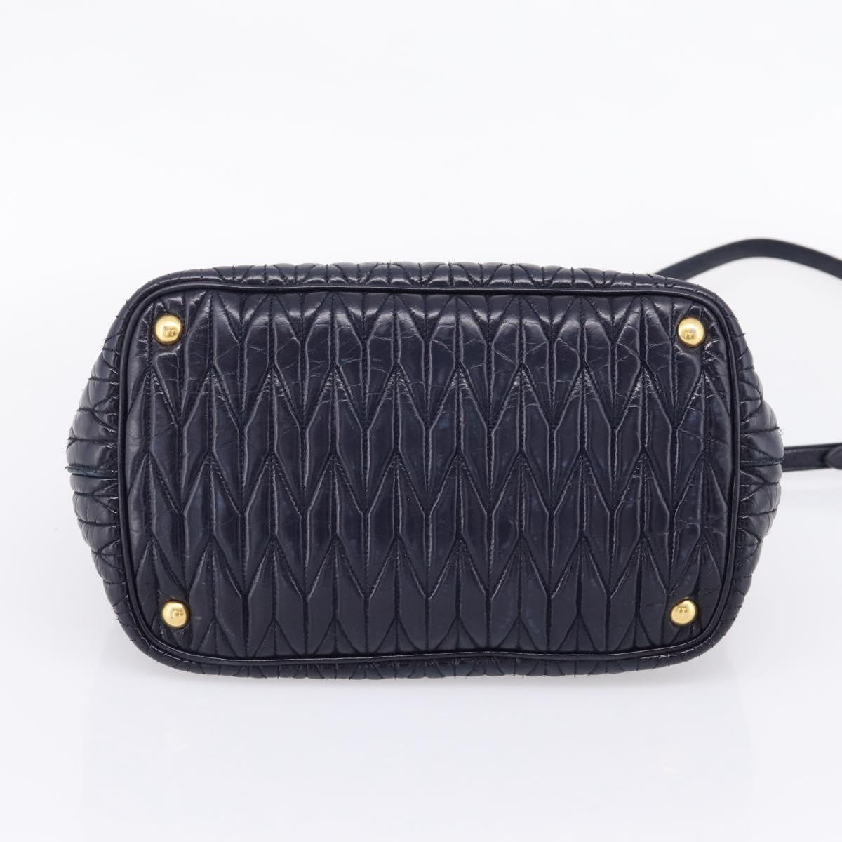 Miu Miu Hand Bag Leather 2way Navy Gold Tone Auth ep16722V