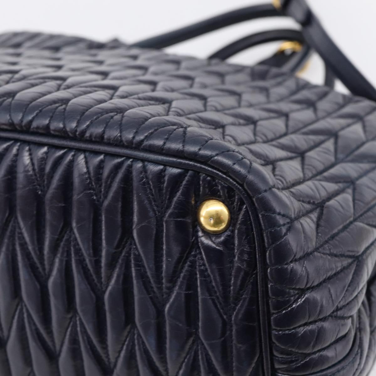 Miu Miu Hand Bag Leather 2way Navy Gold Tone Auth ep16722V