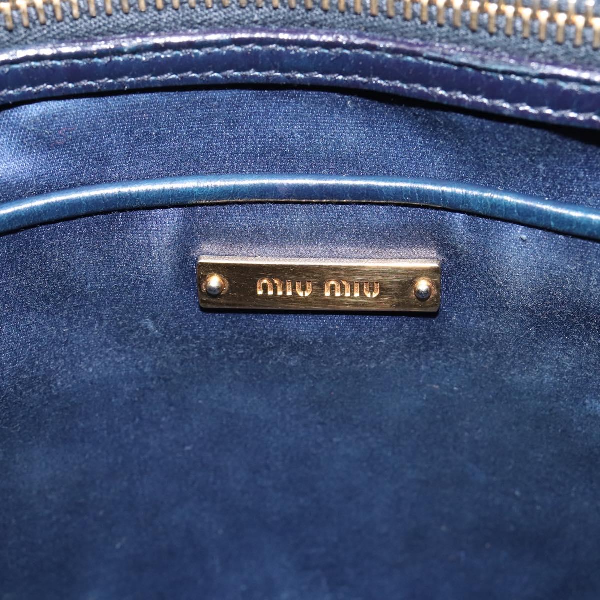 Miu Miu Hand Bag Leather 2way Navy Gold Tone Auth ep16722V