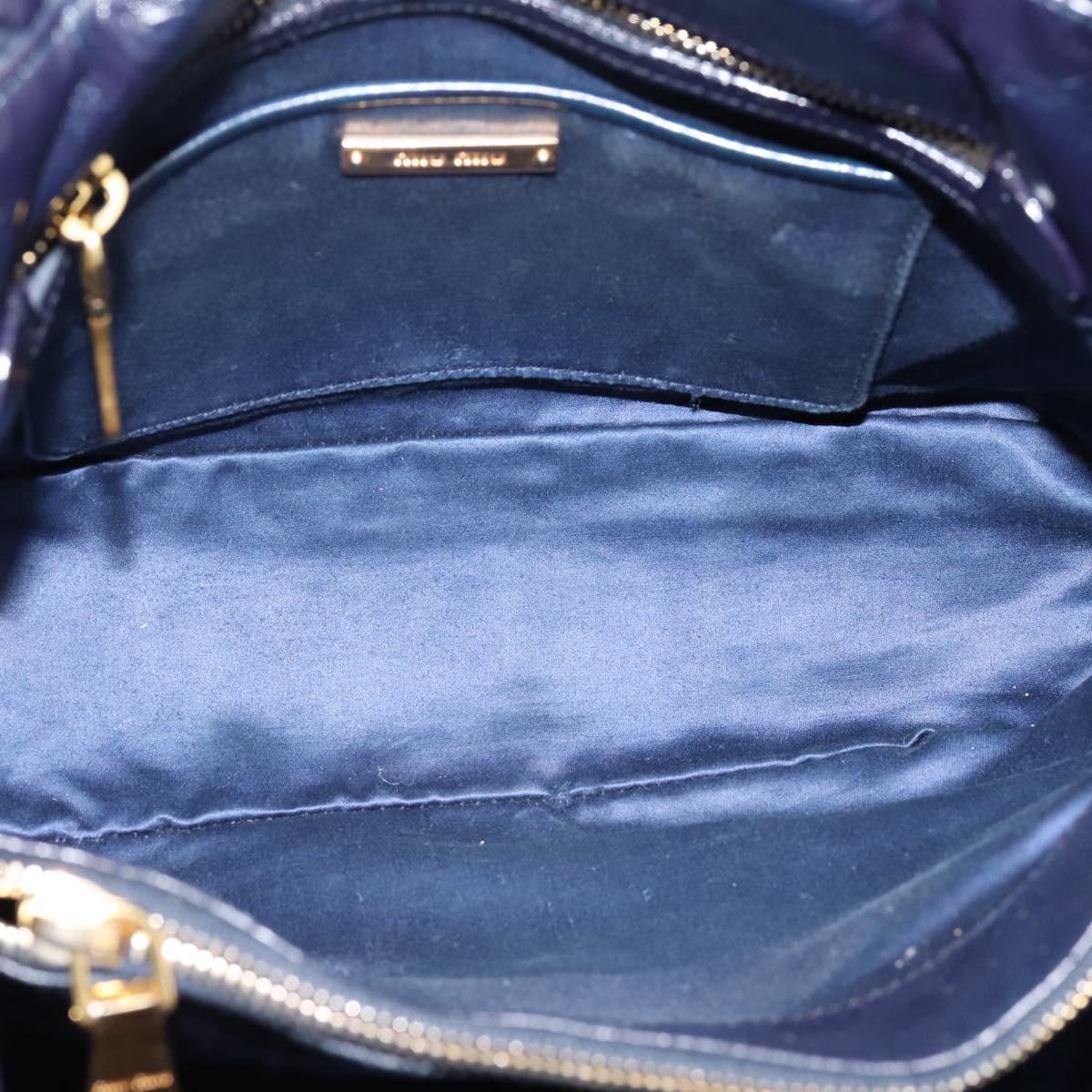 Miu Miu Hand Bag Leather 2way Navy Gold Tone Auth ep16722V