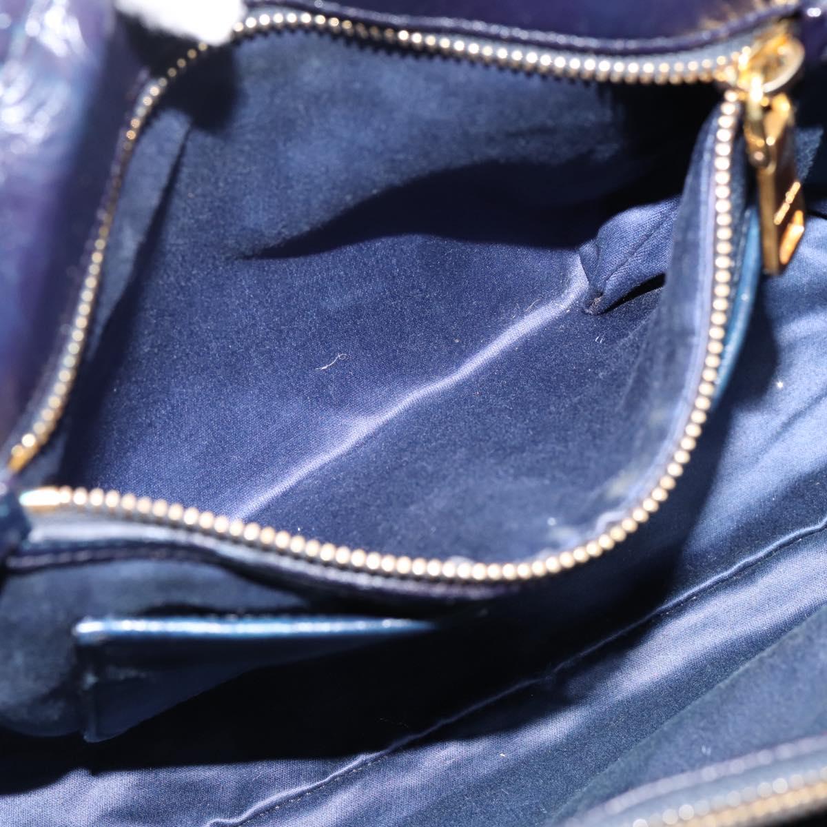 Miu Miu Hand Bag Leather 2way Navy Gold Tone Auth ep16722V