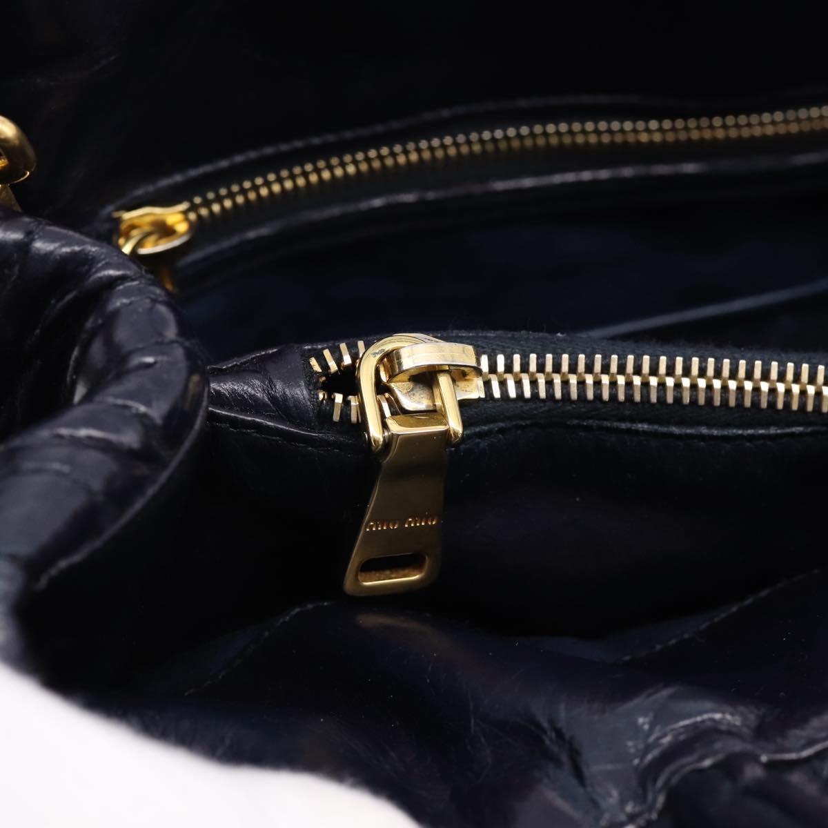 Miu Miu Hand Bag Leather 2way Navy Gold Tone Auth ep16722V