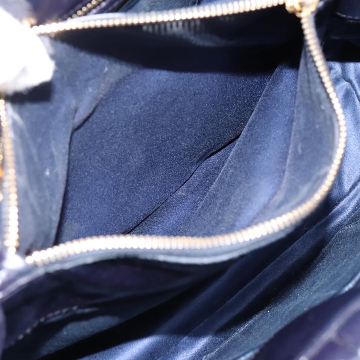 Miu Miu Hand Bag Leather 2way Navy Gold Tone Auth ep16722V