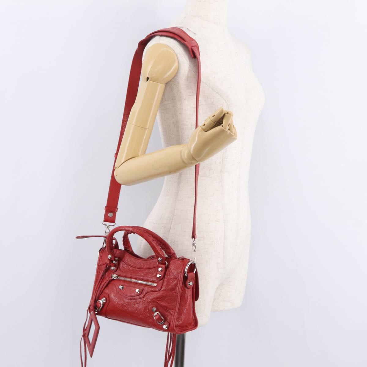 Balenciaga Classic Mini City Hand Bag Leather 2way Red 300295 Auth ep16728M