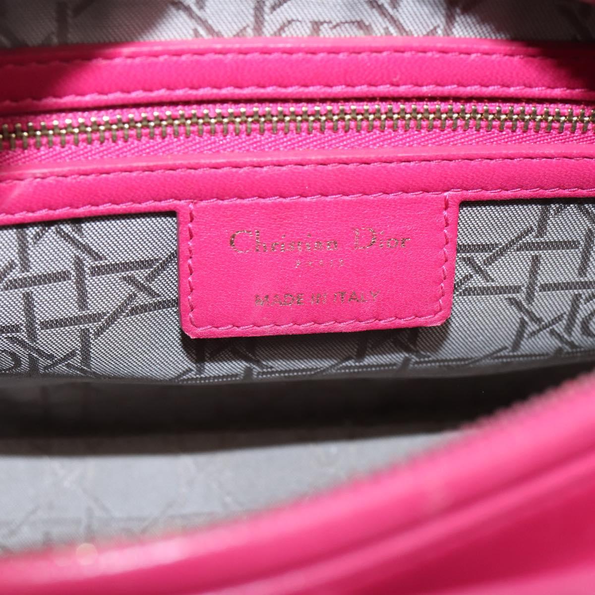 Christian Dior Lady Dior Canage Hand Bag Leather 2way Pink Gold Auth ep16732M